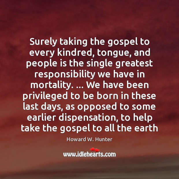 Surely taking the gospel to every kindred, tongue, and people is the Image