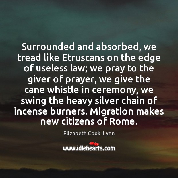 Surrounded and absorbed, we tread like Etruscans on the edge of useless Elizabeth Cook-Lynn Picture Quote