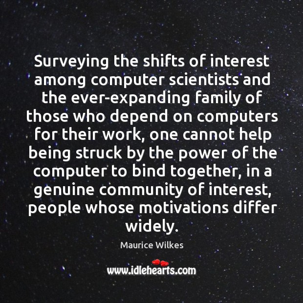 Surveying the shifts of interest among computer scientists and the ever-expanding family Maurice Wilkes Picture Quote