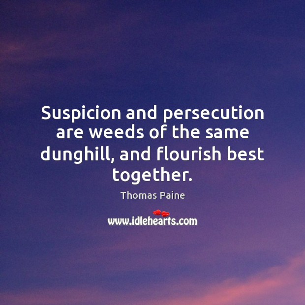 Suspicion and persecution are weeds of the same dunghill, and flourish best together. Image