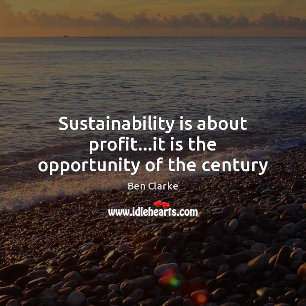 Sustainability is about profit…it is the opportunity of the century Image