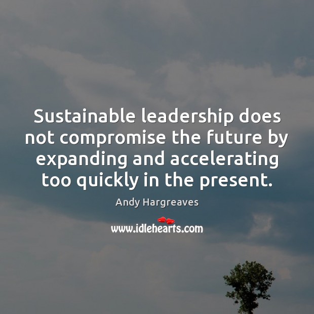 Sustainable leadership does not compromise the future by expanding and accelerating too Andy Hargreaves Picture Quote