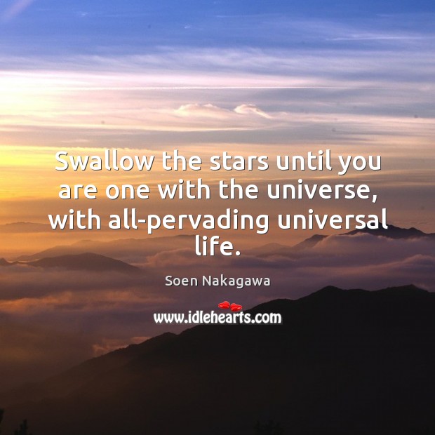 Swallow the stars until you are one with the universe, with all-pervading universal life. Soen Nakagawa Picture Quote