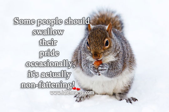 Some people should swallow their pride occasionally. Image