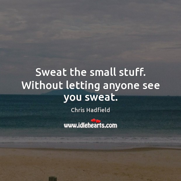 Sweat the small stuff. Without letting anyone see you sweat. Chris Hadfield Picture Quote