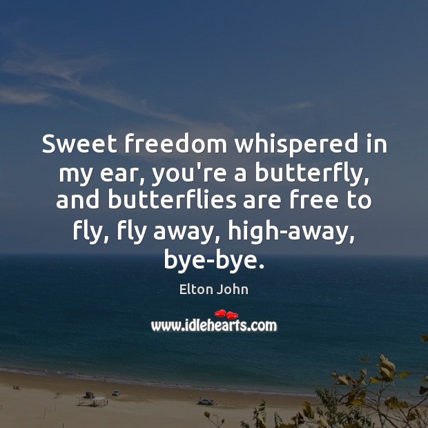 Sweet freedom whispered in my ear, you’re a butterfly, and butterflies are Elton John Picture Quote