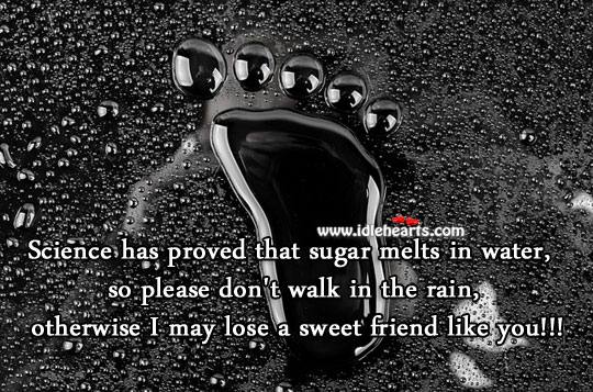 Please don’t walk in rain, I may lose you! Water Quotes Image