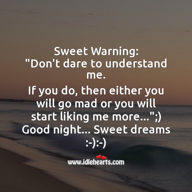 Sweet warning Good Night Quotes Image