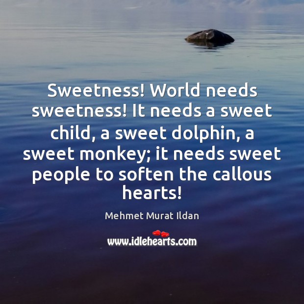 Sweetness! World needs sweetness! It needs a sweet child, a sweet dolphin, Mehmet Murat Ildan Picture Quote