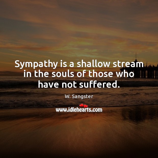 Sympathy is a shallow stream in the souls of those who have not suffered. W. Sangster Picture Quote