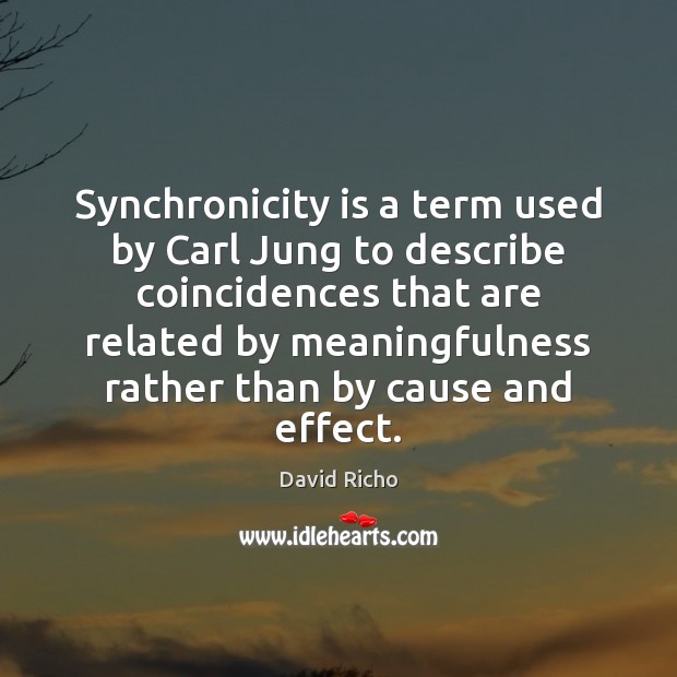 Synchronicity is a term used by Carl Jung to describe coincidences that David Richo Picture Quote