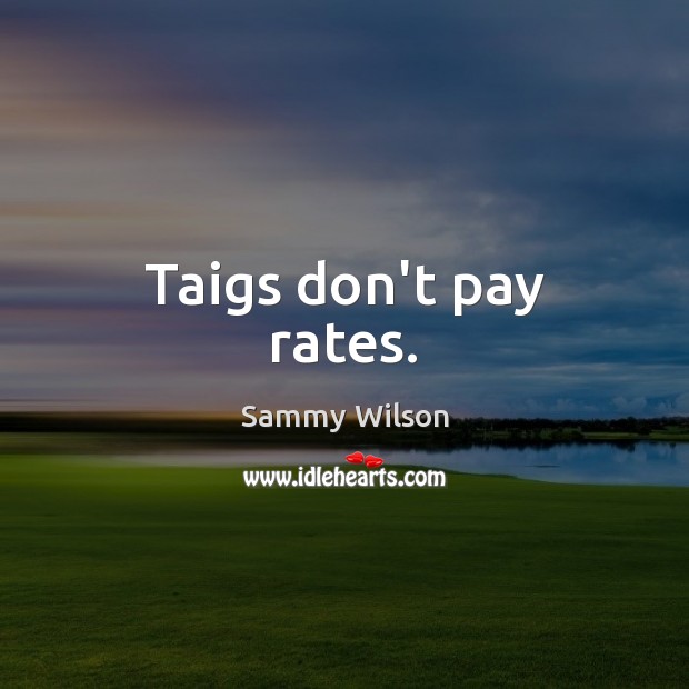 Taigs don’t pay rates. Sammy Wilson Picture Quote