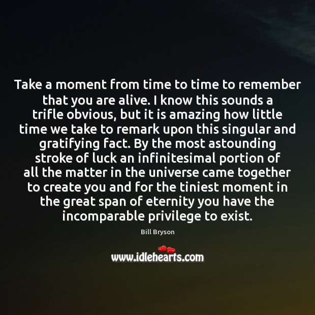 Take a moment from time to time to remember that you are Luck Quotes Image