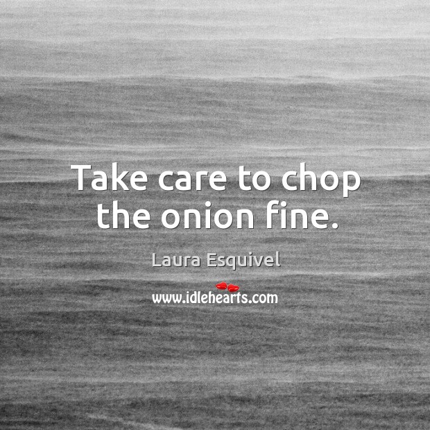 Take care to chop the onion fine. Laura Esquivel Picture Quote