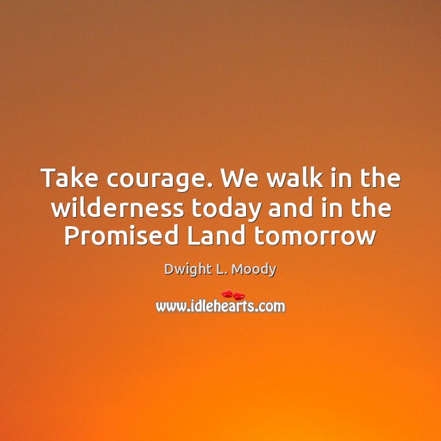 Take courage. We walk in the wilderness today and in the Promised Land tomorrow Image