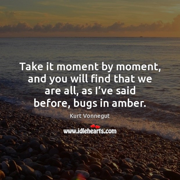 Take it moment by moment, and you will find that we are Kurt Vonnegut Picture Quote