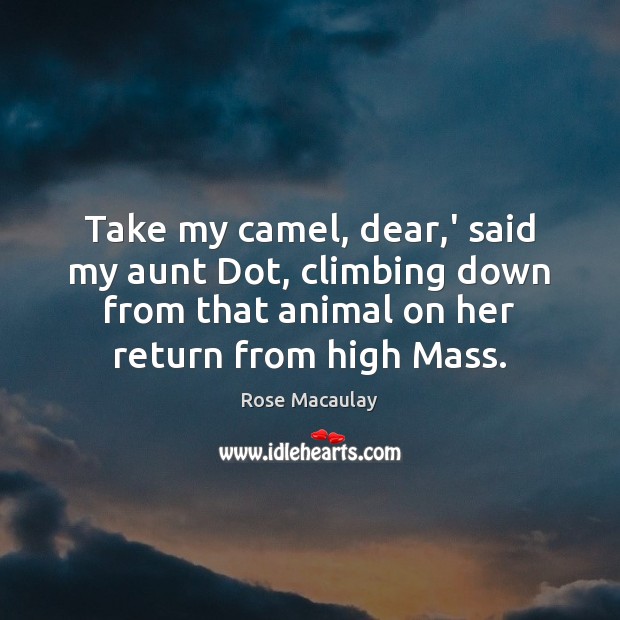 Take my camel, dear,’ said my aunt Dot, climbing down from Rose Macaulay Picture Quote