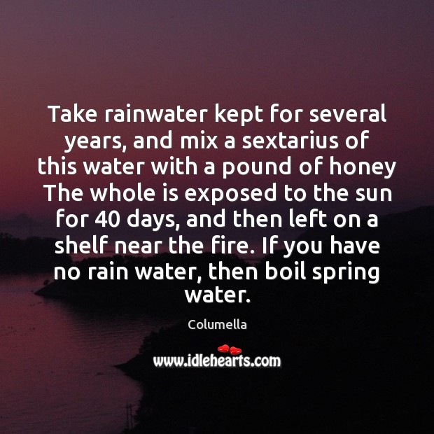 Take rainwater kept for several years, and mix a sextarius of this Columella Picture Quote