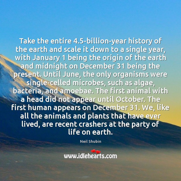 Take the entire 4.5-billion-year history of the earth and scale it down Image