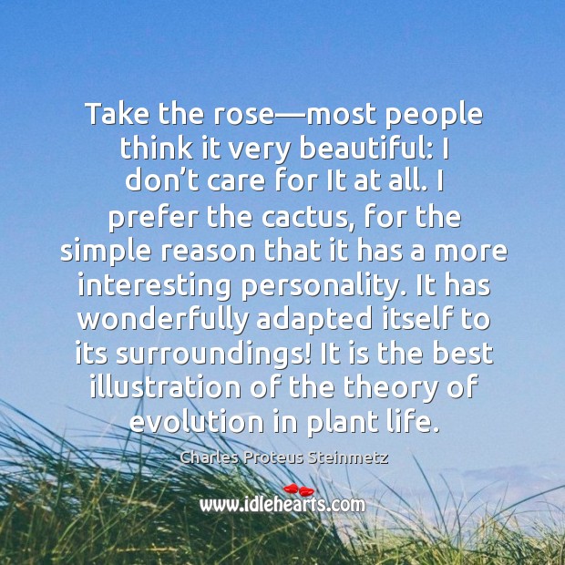 Take the rose—most people think it very beautiful: I don’t Charles Proteus Steinmetz Picture Quote