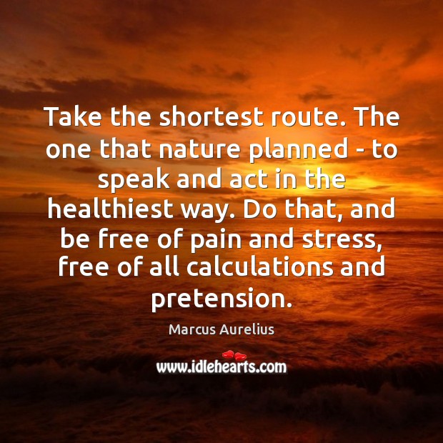 Take the shortest route. The one that nature planned – to speak Marcus Aurelius Picture Quote