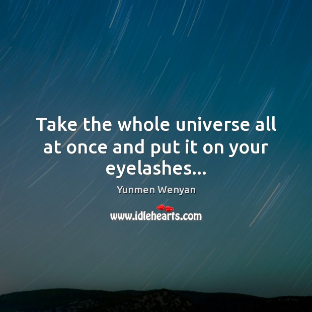 Take the whole universe all at once and put it on your eyelashes… Yunmen Wenyan Picture Quote