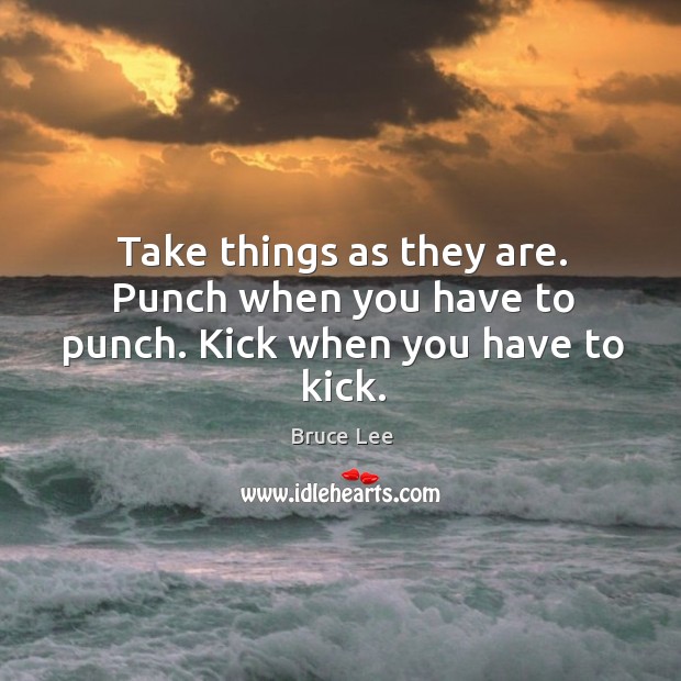 Take things as they are. Punch when you have to punch. Kick when you have to kick. Image