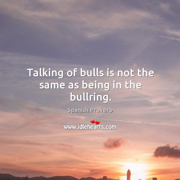 Talking of bulls is not the same as being in the bullring. Image