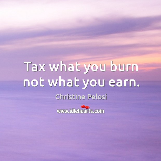 Tax what you burn not what you earn. Christine Pelosi Picture Quote