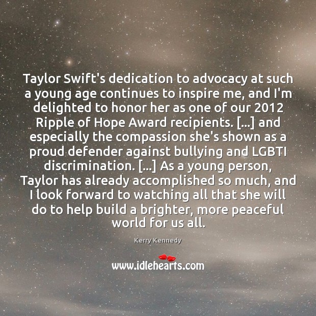 Taylor Swift’s dedication to advocacy at such a young age continues to Image