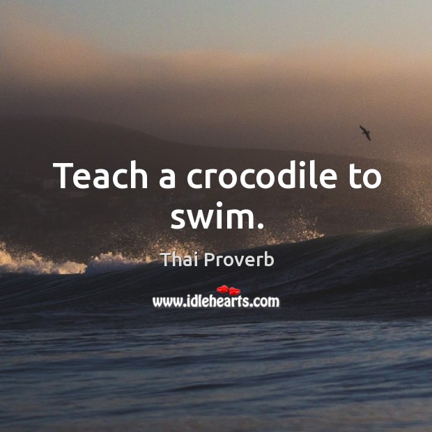Teach a crocodile to swim. Thai Proverbs Image