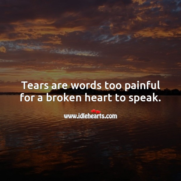 Tears are words too painful for a broken heart to speak. Sad Love Quotes Image
