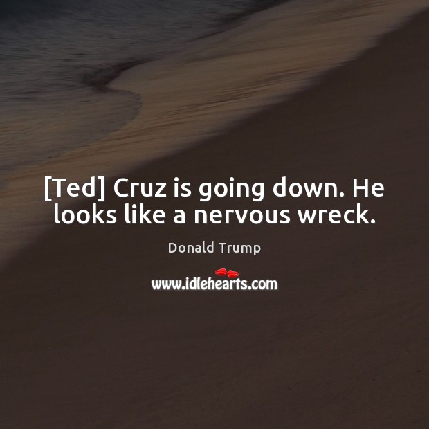 [Ted] Cruz is going down. He looks like a nervous wreck. Donald Trump Picture Quote