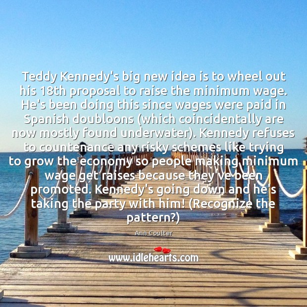 Teddy Kennedy’s big new idea is to wheel out his 18th proposal Ann Coulter Picture Quote