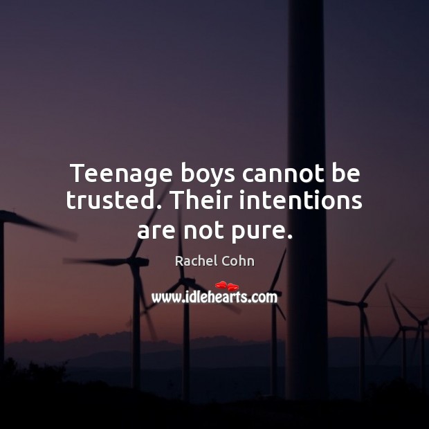 Teenage boys cannot be trusted. Their intentions are not pure. Image