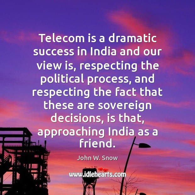 Telecom is a dramatic success in India and our view is, respecting Image