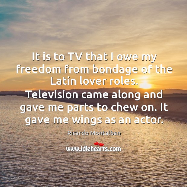 Television came along and gave me parts to chew on. It gave me wings as an actor. Image