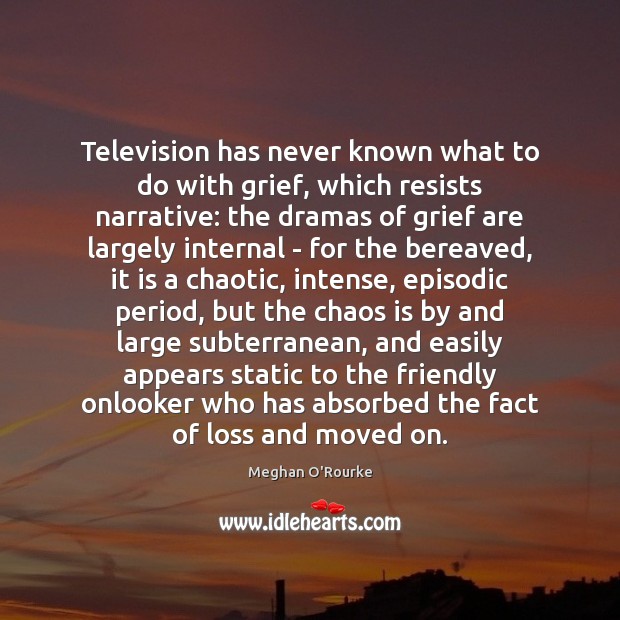 Television has never known what to do with grief, which resists narrative: Meghan O’Rourke Picture Quote
