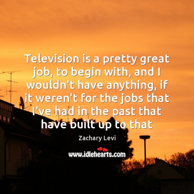 Television is a pretty great job, to begin with, and I wouldn’t Television Quotes Image