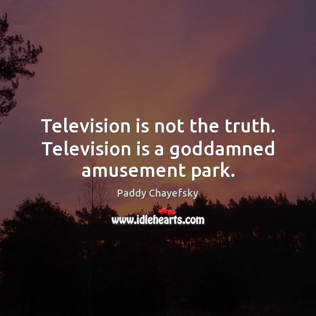 Television is not the truth. Television is a Goddamned amusement park. Image