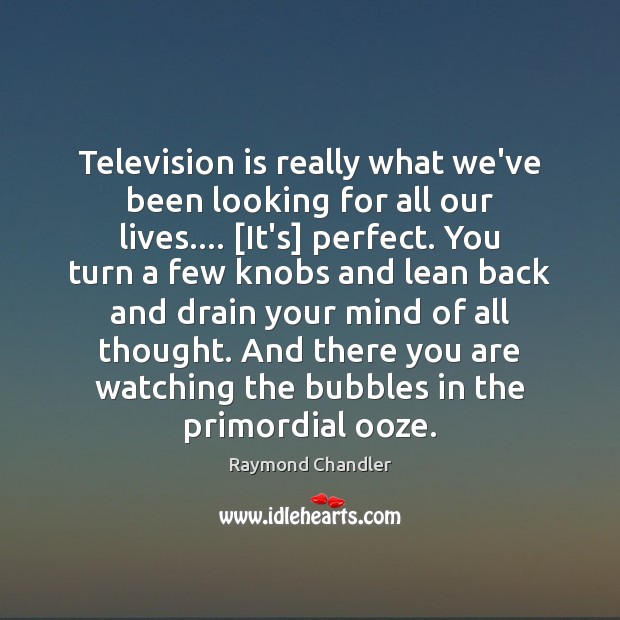 Television is really what we’ve been looking for all our lives…. [It’s] Raymond Chandler Picture Quote