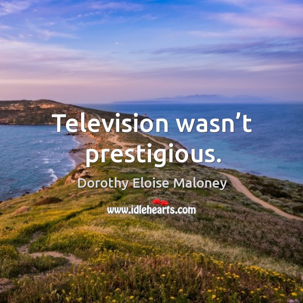 Television wasn’t prestigious. Dorothy Eloise Maloney Picture Quote