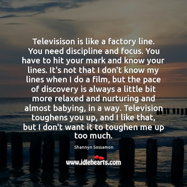 Televisison is like a factory line. You need discipline and focus. You Shannyn Sossamon Picture Quote