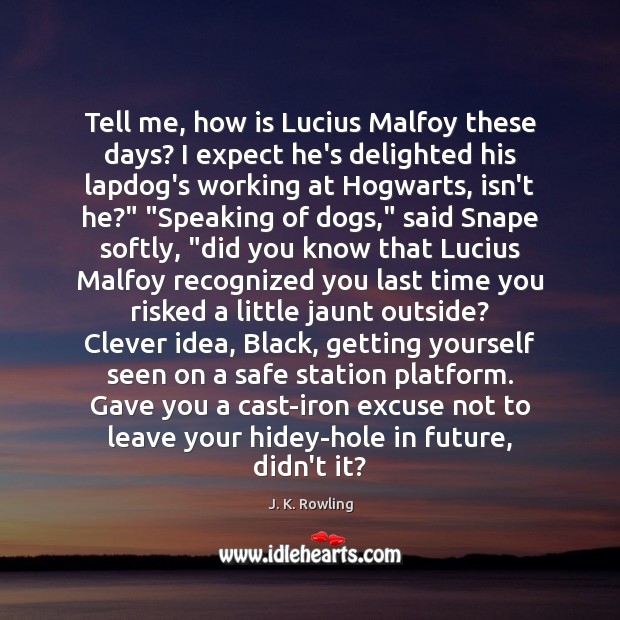 Tell me, how is Lucius Malfoy these days? I expect he’s delighted Clever Quotes Image
