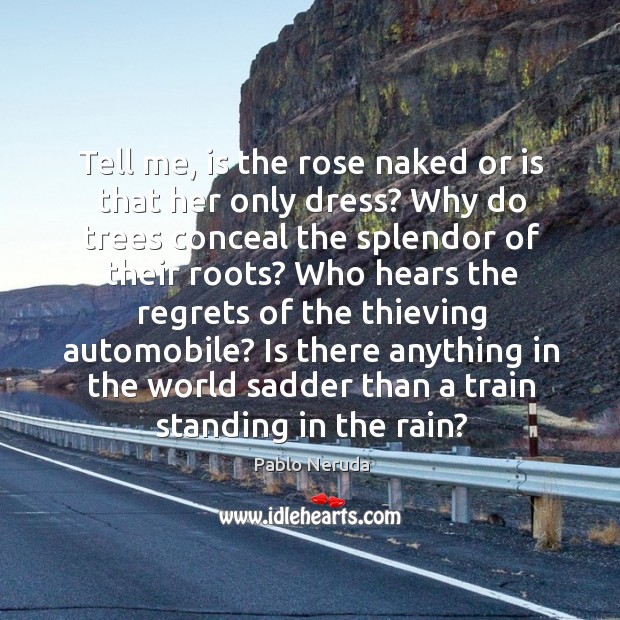 Tell me, is the rose naked or is that her only dress? Pablo Neruda Picture Quote