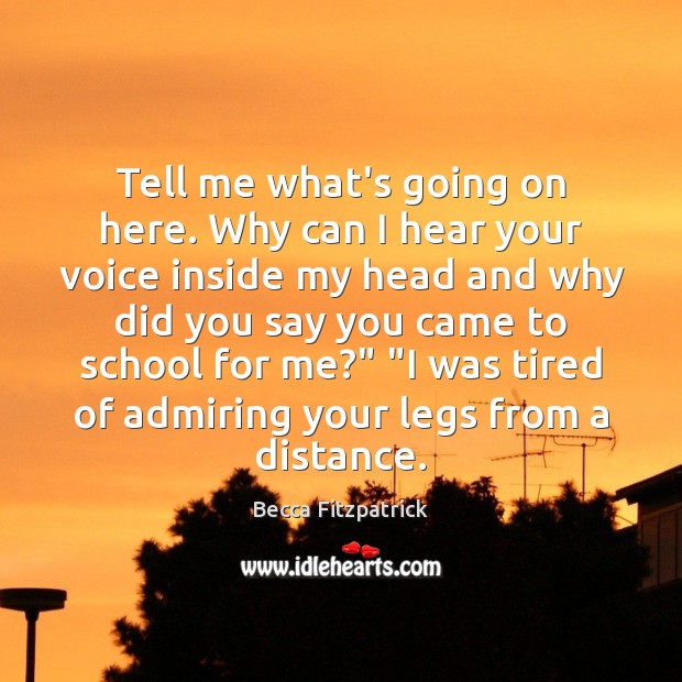 Tell me what’s going on here. Why can I hear your voice Becca Fitzpatrick Picture Quote