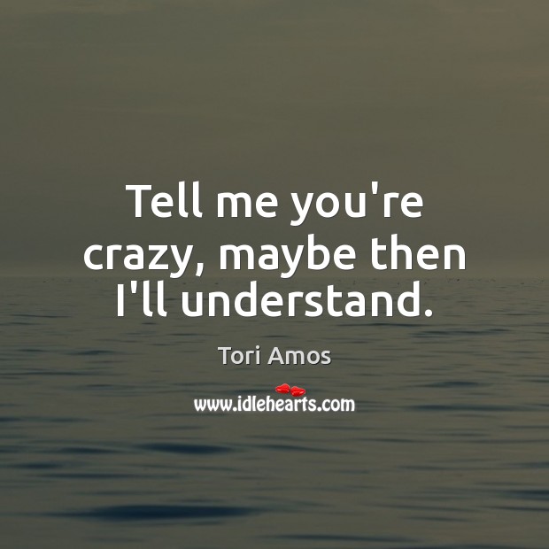Tell me you’re crazy, maybe then I’ll understand. Tori Amos Picture Quote