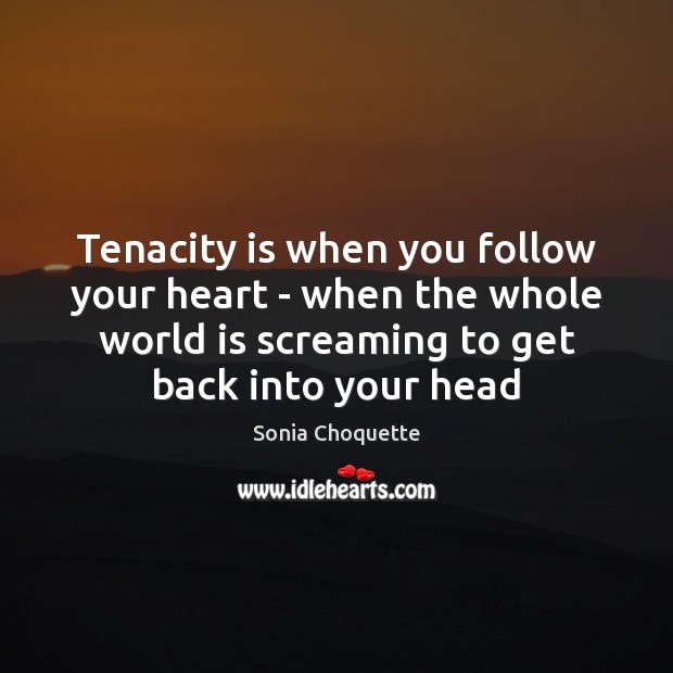 Tenacity is when you follow your heart – when the whole world Sonia Choquette Picture Quote
