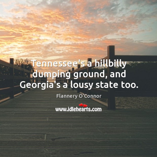 Tennessee’s a hillbilly dumping ground, and Georgia’s a lousy state too. Flannery O’Connor Picture Quote