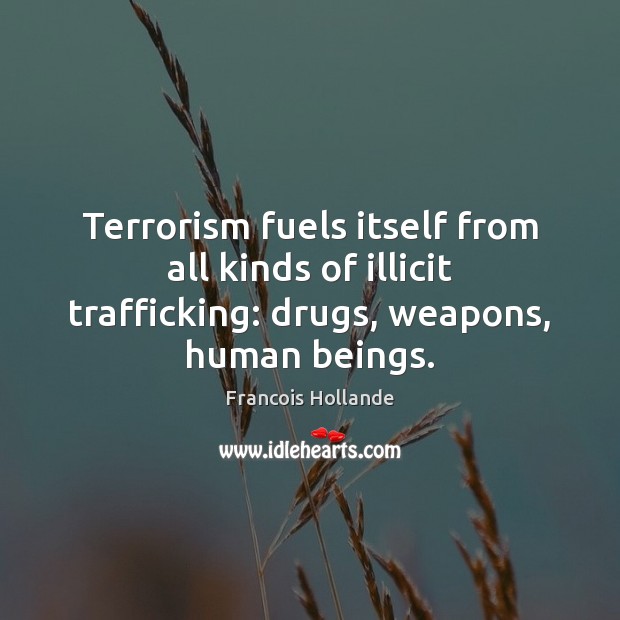 Terrorism fuels itself from all kinds of illicit trafficking: drugs, weapons, human Image